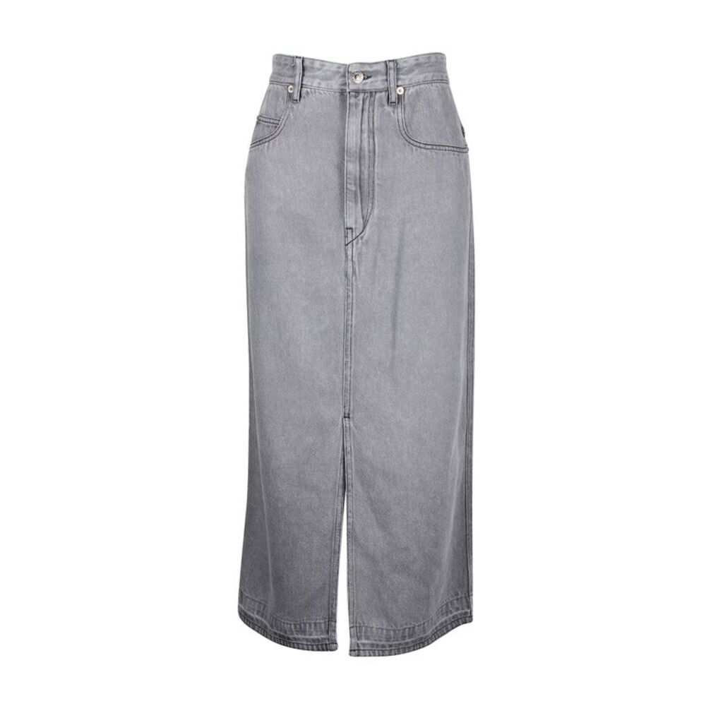 Isabel Marant Etoile Denim Midi Skirt in Grey Cotton